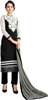 

Khushali Chanderi Self Design, Embroidered Salwar Suit Dupatta Material(Un-stitched), Black;grey;white