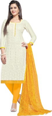 

Khushali Cotton Self Design Salwar Suit Dupatta Material(Un-stitched), White;yellow