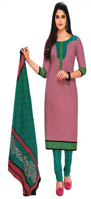

Javuli Cotton Printed Salwar Suit Material(Un-stitched), Pink
