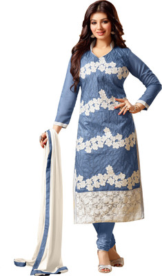 

Khushali Chanderi Self Design, Embroidered Salwar Suit Dupatta Material(Un-stitched), Grey