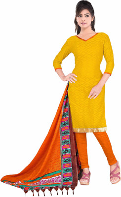 

Jiya Cotton Self Design Salwar Suit Dupatta Material(Un-stitched), Orange;yellow