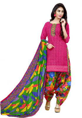 

Indian Wear Online Cotton Printed Salwar Suit Dupatta Material(Un-stitched), Pink