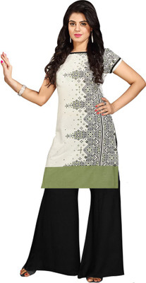 

Shelina Cotton Printed Kurti Fabric(Un-stitched), Beige