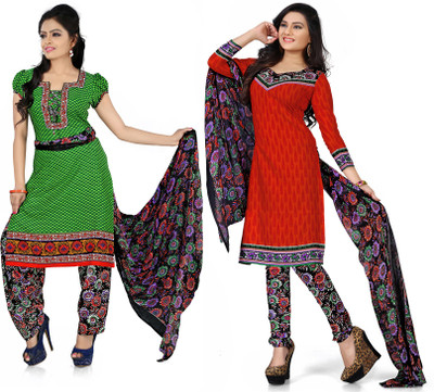 

Jiya Crepe Self Design, Printed Salwar Suit Dupatta Material(Un-stitched), Black;green;multicolor;red