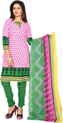 

Khushali Crepe Self Design, Printed Dress/Top Material(Un-stitched), Pink;white