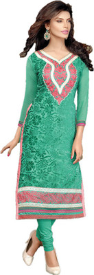 

Indian Wear Online Georgette Embroidered Semi-stitched Salwar Suit Dupatta Material, Light green