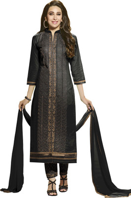 

Raagvi Cotton Embroidered Salwar Suit Dupatta Material(Un-stitched), Black