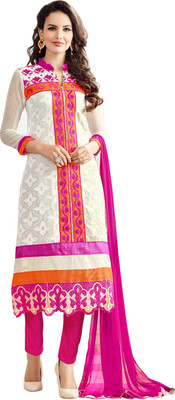 

Jiya Georgette Self Design, Embroidered Salwar Suit Dupatta Material(Un-stitched), Beige;pink
