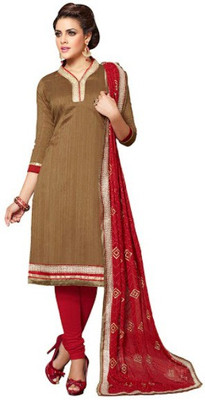 

Parishi Fashion Chanderi Self Design Salwar Suit Material(Un-stitched), Grey