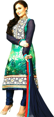 

Banjara India Georgette Embroidered Salwar Suit Dupatta Material(Un-stitched), Aquamarine