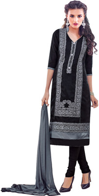 

Jiya Silk Self Design, Embroidered Salwar Suit Dupatta Material(Un-stitched), Black;grey