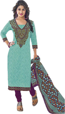 

Party Wear Dresses Cotton Printed Salwar Suit Dupatta Material(Un-stitched), Light green