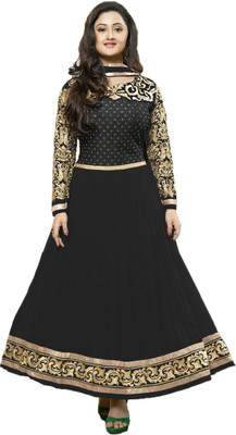 

Indian Wear Online Georgette Embroidered Semi-stitched Salwar Suit Dupatta Material, Black