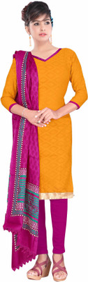 

Jiya Cotton Self Design Salwar Suit Dupatta Material(Un-stitched), Pink;yellow