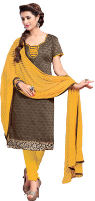 

Khushali Chanderi Self Design, Printed Salwar Suit Dupatta Material(Un-stitched), Brown;yellow