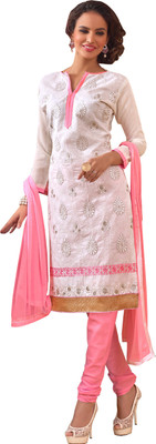 

Khushali Chanderi Self Design, Embroidered Salwar Suit Dupatta Material(Un-stitched), Pink;white