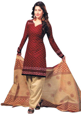 

Javuli Cotton Printed Dress/Top Material(Un-stitched), Brown;red