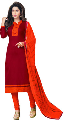 

Jiya Cotton Self Design Salwar Suit Dupatta Material(Un-stitched), Maroon;orange