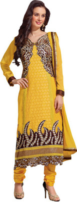 

Trendz Apparels Georgette Embroidered Salwar Suit Dupatta Material(Un-stitched), Yellow