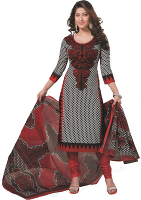 

Max Cotton Printed Salwar Suit Dupatta Material(Un-stitched), Black;red;white