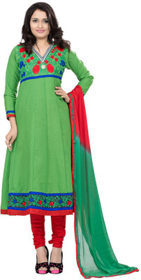 

Jiya Cotton Self Design, Embroidered Salwar Suit Dupatta Material(Un-stitched), Green;red