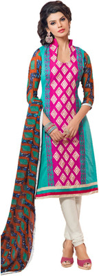

Indian Wear Online Georgette Embroidered Semi-stitched Salwar Suit Dupatta Material, Multicolor
