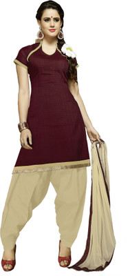 

Jiya Chanderi Self Design Salwar Suit Dupatta Material(Un-stitched), Beige;maroon
