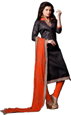 

Khushali Jacquard Self Design, Embroidered Salwar Suit Dupatta Material(Un-stitched), Black;orange