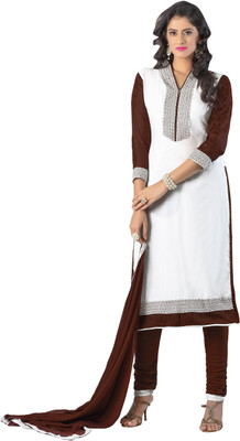 

Khushali Cotton Self Design, Embroidered Salwar Suit Dupatta Material(Un-stitched), Brown;white