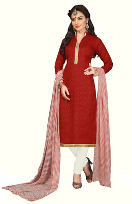 

Khushali Cotton Self Design Salwar Suit Dupatta Material(Un-stitched), Red;white