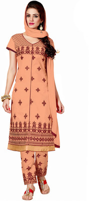 

Khushali Cotton Self Design, Embroidered Salwar Suit Dupatta Material(Un-stitched), Pink