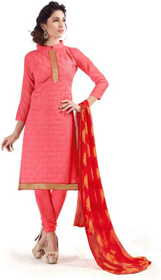 

Trendz Apparels Cotton Embroidered Dress/Top Material(Un-stitched), Peach