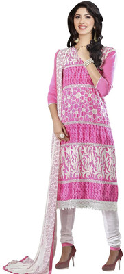 

Parishi Fashion Cotton Embroidered Salwar Suit Dupatta Material(Un-stitched), Pink