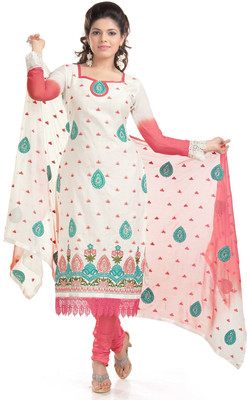 

Jiya Cotton Self Design, Embroidered, Embellished Salwar Suit Dupatta Material(Un-stitched), Pink;white