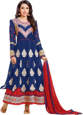 

Indian Wear Online Georgette Embroidered Semi-stitched Salwar Suit Dupatta Material, Blue
