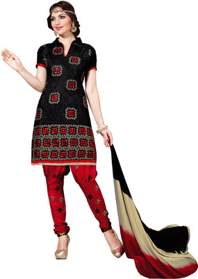 

Jiya Chanderi Self Design, Embroidered Salwar Suit Dupatta Material(Un-stitched), Beige;black;red