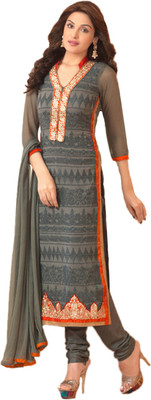 

Vandv Shop Chiffon Embroidered Salwar Suit Dupatta Material(Un-stitched), Grey