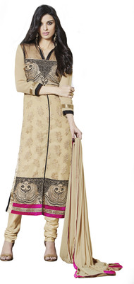 

Khushali Net Self Design, Embellished, Embroidered Salwar Suit Dupatta Material(Un-stitched), Beige