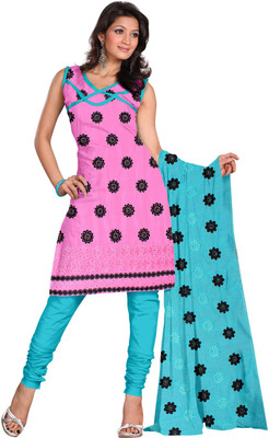 

Jiya Cotton Self Design, Embroidered Salwar Suit Dupatta Material(Un-stitched), Light blue;pink