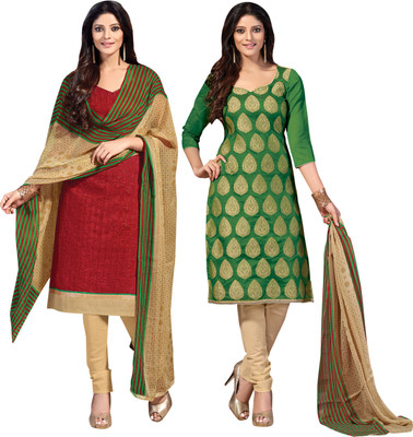

Jiya Jacquard Self Design, Embroidered Salwar Suit Dupatta Material(Un-stitched), Beige;green;multicolor;red