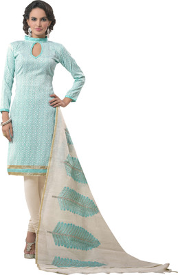 

Parishi Fashion Jacquard Striped Semi-stitched Salwar Suit Dupatta Material, Blue;white