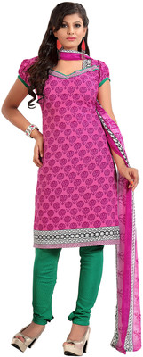 

Jiya Cotton Self Design, Printed Salwar Suit Dupatta Material(Un-stitched), Green;pink