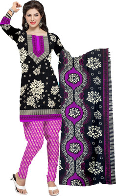 

Anshul Textile Crepe Printed Salwar Suit Dupatta Material(Un-stitched), Black:purple