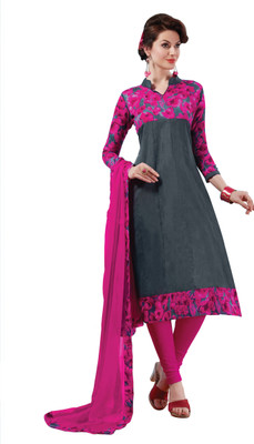 

Khushali Silk Self Design Salwar Suit Dupatta Material(Un-stitched), Grey;pink