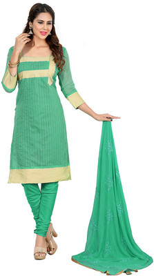 

V And V Shop Chanderi Printed Salwar Suit Dupatta Material(Un-stitched), Green