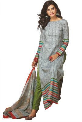 

Pshopee Cotton Printed Salwar Suit Dupatta Material(Un-stitched), Grey