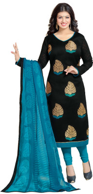 

Jiya Jacquard Self Design, Embroidered Salwar Suit Dupatta Material(Un-stitched), Black;light blue