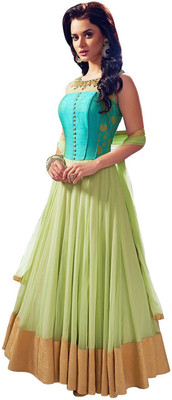 

Shree Creation Net Embellished Dress/Top Material(Un-stitched), Light green