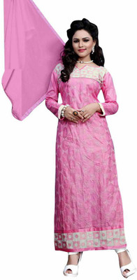 

Trendz Apparels Cotton Embroidered Salwar Suit Dupatta Material(Un-stitched), Pink