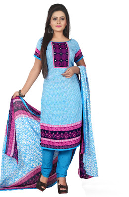 

Anshul Textile Crepe Printed Salwar Suit Dupatta Material(Un-stitched), Sky blue